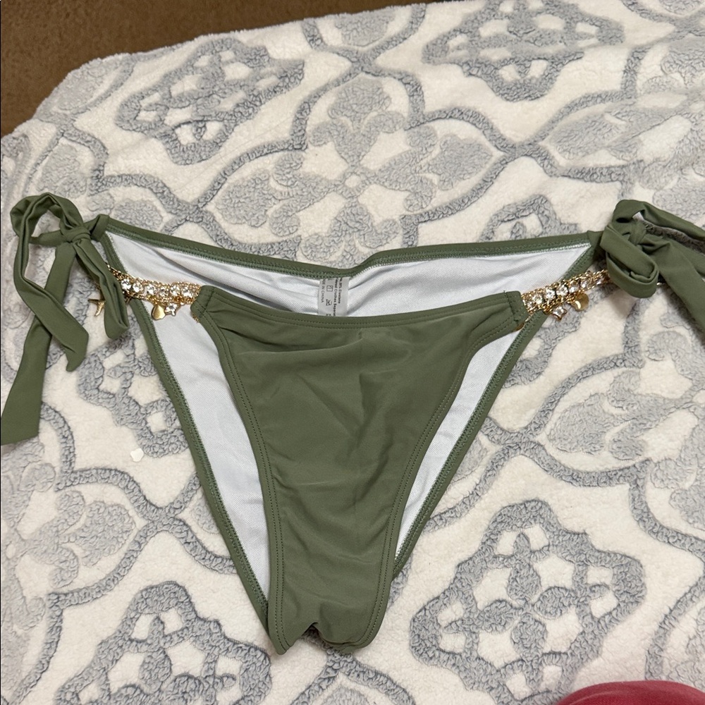 Green Bikini Bottom with Gold Accents NWOT